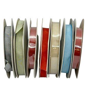 Mixed Ribbon Rolls Taffeta & Organdy Lot 3/8"-1" Width Various Colors LOT